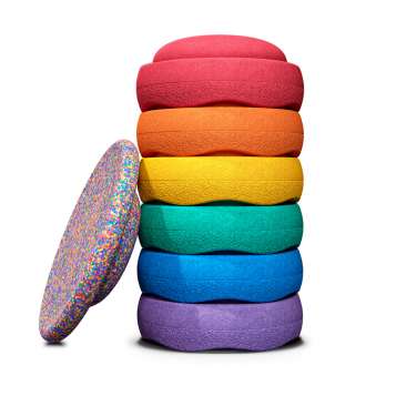 Stapelstein Rainbow basic + gratis Stapelstein Balance Board confetti